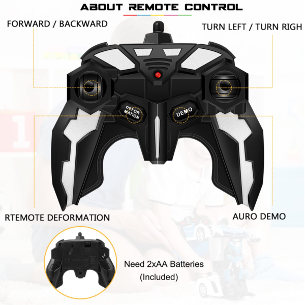 Transform RC Car Robot, Remote Control Car Independent 2.4G Robot Deformation Car Toy with One Button Transformation & 360 Speed Drifting 1:18 Scale - Image 7