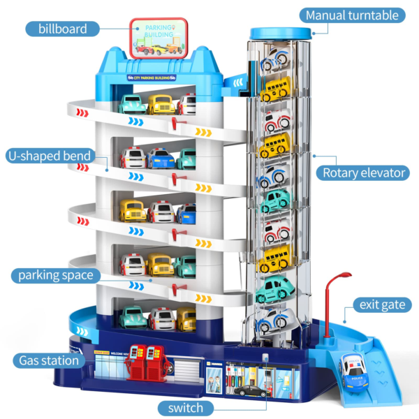 Race Track Car Garage Parking Adventure Toy Gifts 3 4 5 6 7 8 9 Years Old Boys Girls Toddlers, Preschool Car Games Gift Toys for Kids Vehicle Playsets - Image 5