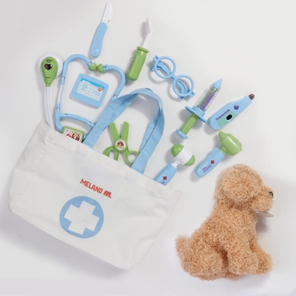 Toy Doctor Kit for Kids - Pretend Play Doctor Set with Dog Toy, Carrying Bag, Electronic Stethoscope & Dress Up Costume - Doctor Play Gift for Kids Toddlers Ages 3 4 5 6 Year Old for Role Play - Image 6
