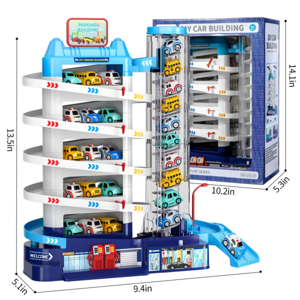 Race Track Car Garage Parking Adventure Toy Gifts 3 4 5 6 7 8 9 Years Old Boys Girls Toddlers, Preschool Car Games Gift Toys for Kids Vehicle Playsets - Image 2