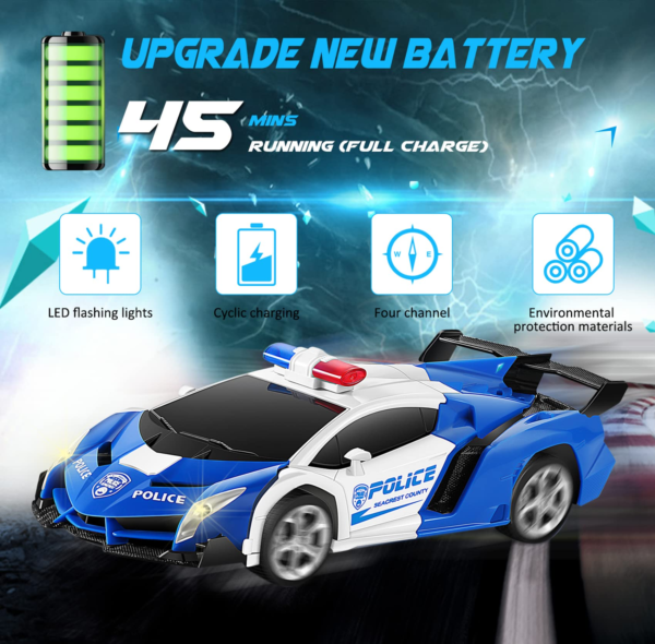 Transform RC Car Robot, Remote Control Car Independent 2.4G Robot Deformation Car Toy with One Button Transformation & 360 Speed Drifting 1:18 Scale - Image 6