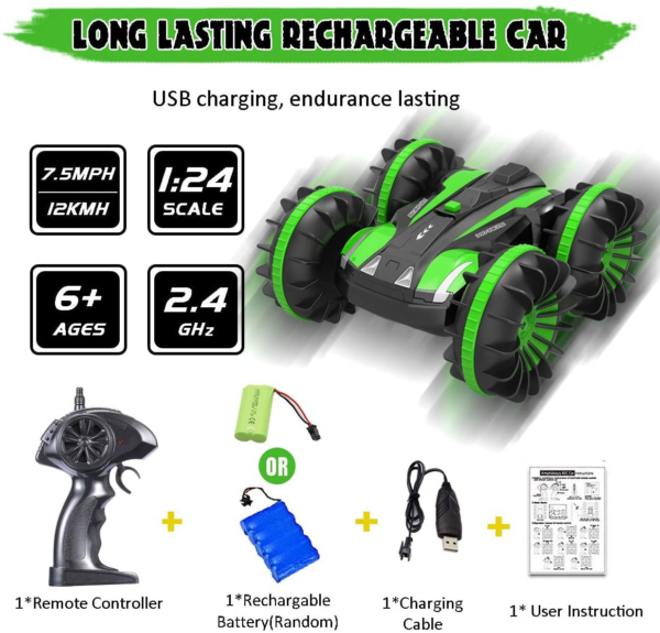 Toys for 6-10 Year Old Boys Amphibious RC Car for Kids 2.4 GHz Remote Control Boat Waterproof RC Monster Truck Stunt Car 4WD Remote Control Vehicle Girls Gifts All Terrain Water Beach Pool Toy - Image 8
