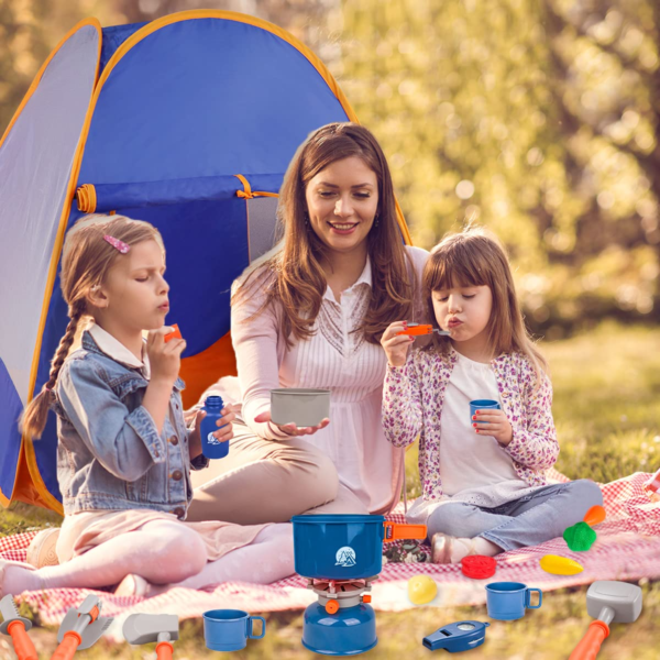 Kids Camping Set with Tent 42pcs - Camping Gear Toy with Pretend Play Tent Outdoor Toy for Toddlers Birthday Gift - Image 2