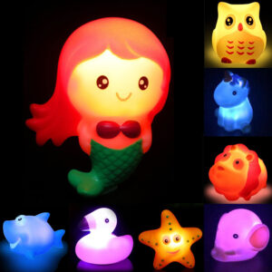 FANL Light Up Bath Toys, Kids Toddler Flashing LED Floating Bathtub Toys Animal(8 Packs), with Colourful Light
