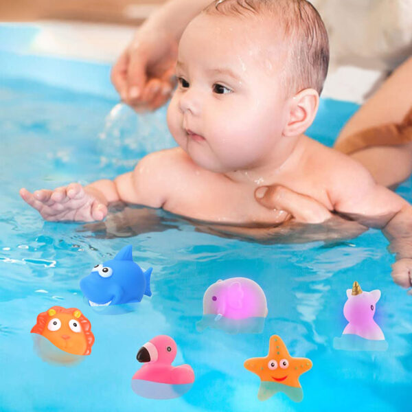 FANL Light Up Bath Toys, Kids Toddler Flashing LED Floating Bathtub Toys Animal(8 Packs), with Colourful Light - Image 3