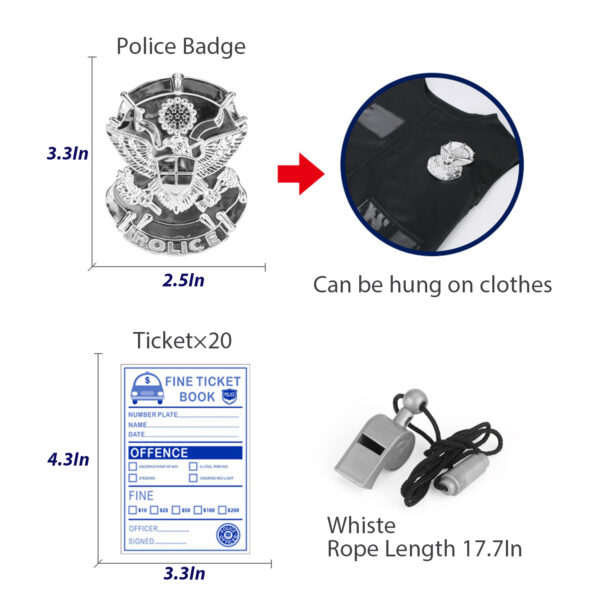 FANL Police Costume for Kids, Police Officer Dress Up Set, Role Play Pretend Cloth, Gift for 3 4 5 6 7 8 Years old Boys Girls - Image 3
