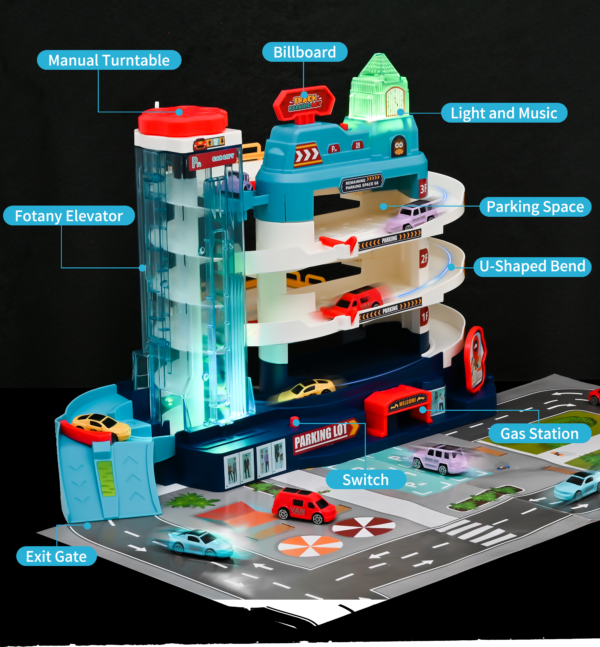 Race Track Car Garage Parking Adventure Toy - Image 3