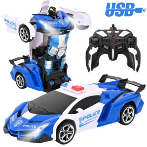Transform RC Car Robot, Remote Control Car Independent 2.4G Robot Deformation Car Toy with One Button Transformation & 360 Speed Drifting 1:18 Scale