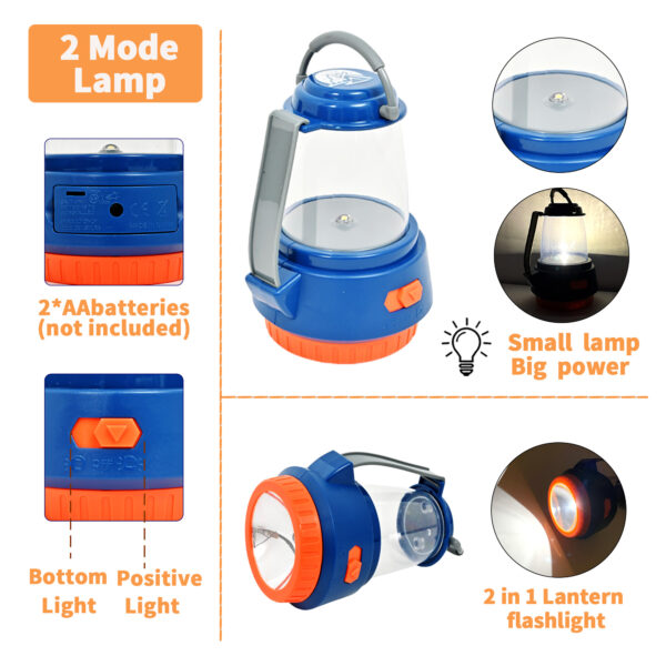 Kids Camping Set with Tent 45PCS - Camping Toy Set for Indoor/Outdoor Kids, Pretend Play Camp Gear Tools With LED Fire, Flashlight, Compass, Whistle - Image 7