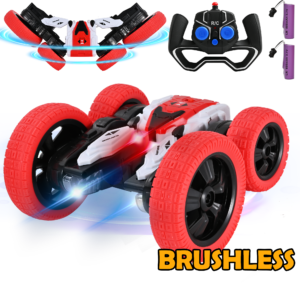 Remote Control Car, Double Sided Tornado Rechargeable RC Car, 4WD Off-Road Stunt Car with 360° Flips Lights for Indoor/Outdoor