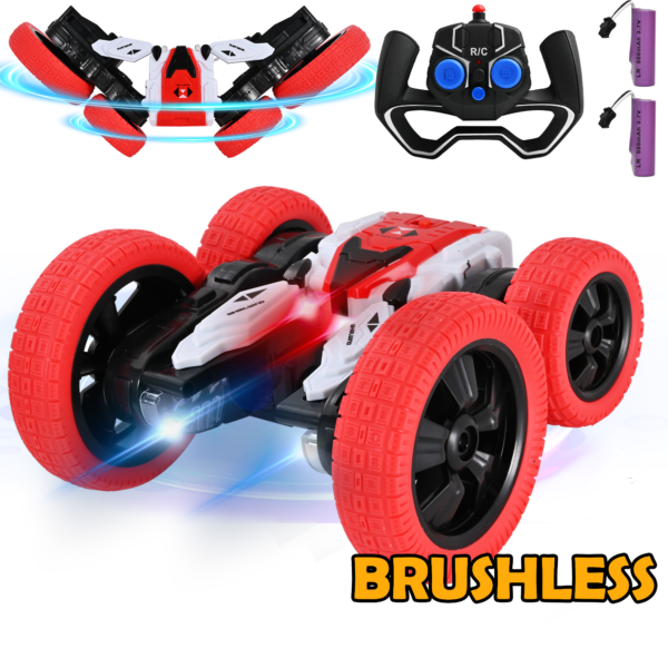 Remote Control Car, Double Sided Tornado Rechargeable RC Car, 4WD Off-Road Stunt Car with 360° Flips Lights for Indoor/Outdoor