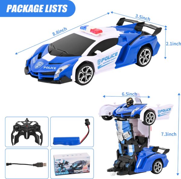 Transform RC Car Robot, Remote Control Car Independent 2.4G Robot Deformation Car Toy with One Button Transformation & 360 Speed Drifting 1:18 Scale - Image 5