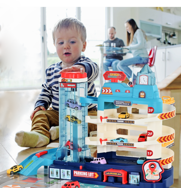 Car Toys - Parking Adventure Set With 12Car, Electric Race Track Car Garage, Vehicle Play Sets Car Games Gift Toys for Kids - Image 7