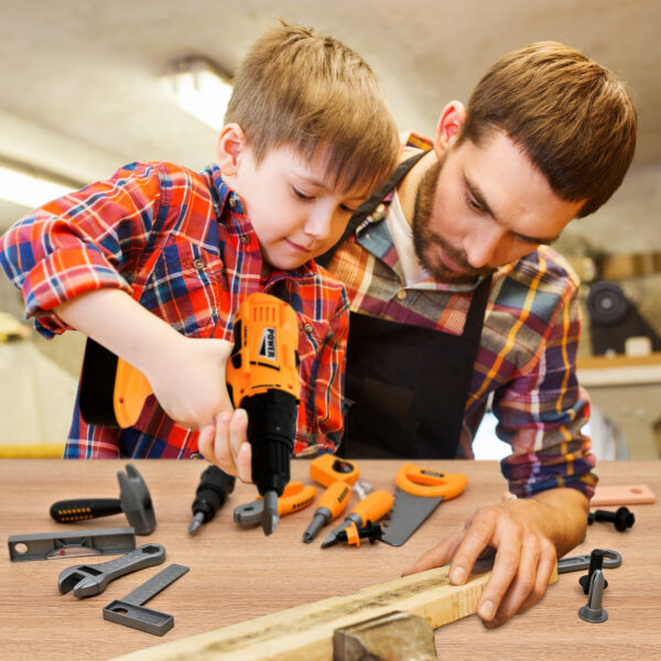 TOPFOX 35PCS Kids Tool Set - Pretend Play Kids Tool Toys with Construction Backpack Costume & Electronic Toy Drill for Boy Girl Halloween Birthday Dress Up Party - Image 6