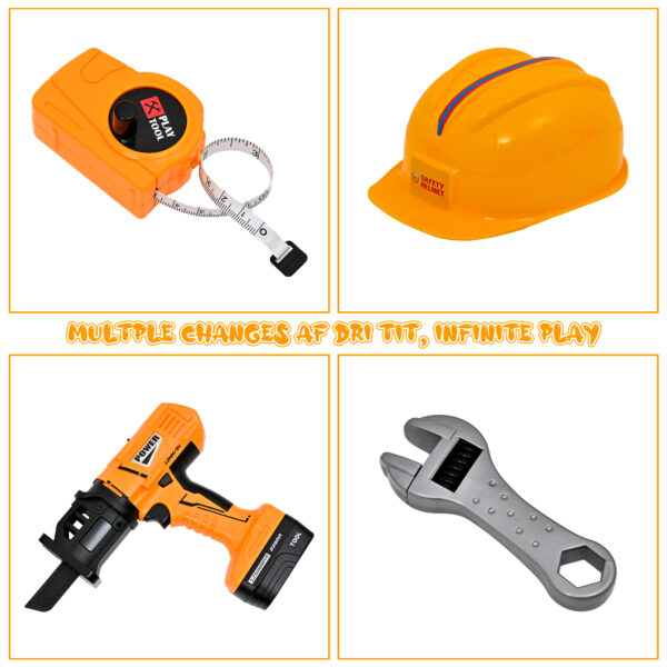 TOPFOX 35PCS Kids Tool Set - Pretend Play Kids Tool Toys with Construction Backpack Costume & Electronic Toy Drill for Boy Girl Halloween Birthday Dress Up Party - Image 5