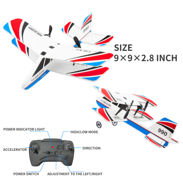 RC Planes for Kids - Remote Control Airplanes for Beginners, Indoor Outdoor with LED Light & Gyro, 2.4GHz Easy to Fly RC Airplane for Kids - Image 2