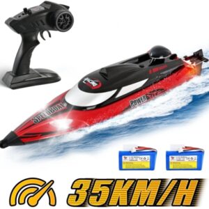 RC Boat - Remote Control Boat for Adults,35KM/H Fast Speed Boat for Boys, Pool Toys Water Toys for Kids Age 8-12, with 2×1500mAh Rechargeable Battery