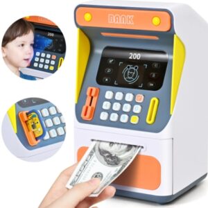 Piggy Bank for Kids - Mini ATM Password Piggy Safe Bank with Facial Recognition, Piggy Bank Toy for 3-14 Year Old Boys and Girls