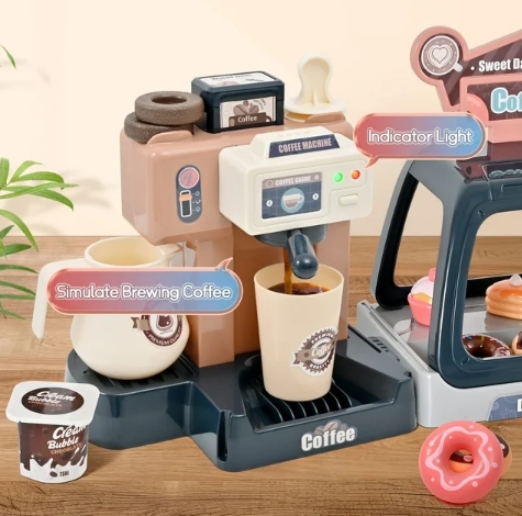 Pretend Play Toys - 41 PCS Kids Coffee Maker with Toy Cash Register, Create Sweet Treats and Brew Coffee in Style Play Set, Role Play Toy with Toy Food for Girls and Boys - Image 2