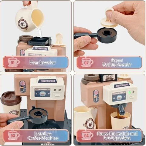 Pretend Play Toys - 41 PCS Kids Coffee Maker with Toy Cash Register, Create Sweet Treats and Brew Coffee in Style Play Set, Role Play Toy with Toy Food for Girls and Boys - Image 3