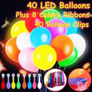 Glow Balloons ,LED Light up Flashing, 40 Pk Mixed Colors ,Party ,Birthdays Wedding Decorations