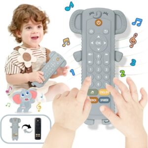 Baby Toys - Baby Remote Control Toy with Elephant Silicone Cover - Educational Musical Baby Toddler Toys with Realistic Play, Lights, and Sounds - Boy Birthday Gift for 1 2 Year Old