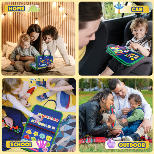 Busy Board for Toddlers, Busy Book Montessori Toys for 1 2 3 4 Year Old, Sensory Board Learning Activities for Fine Motor Skills, Gifts for Boys Girls, Travel Toys for Airplane Car - Image 6