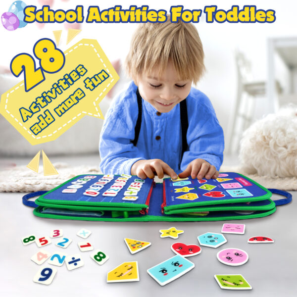Busy Board for Toddlers, Busy Book Montessori Toys for 1 2 3 4 Year Old, Sensory Board Learning Activities for Fine Motor Skills, Gifts for Boys Girls, Travel Toys for Airplane Car - Image 7