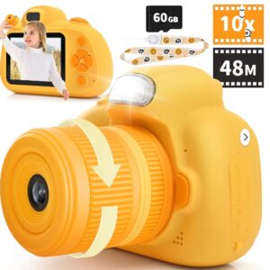 Kids Camera - Kids Digital Camera Toys With 48M Pixel Front And Rear Cameras/ 10x Zoom/ 2K Video, Camera Toys For Kids, Gift For Boys&Girls