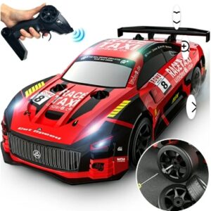 Drift RC Cars - Remote Control Car 1:24 Scale 4WD 15KM/H High Speed Racing Vehicle with LED Lights & 2 Rechargeable Batteries, Racing Sport Toy for Adults Boys Girls Kids